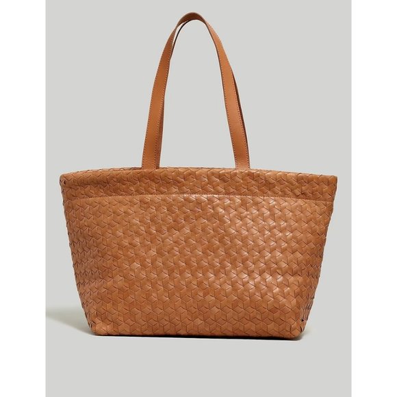Madewell Handbags - Madewell $198 Large Woven Leather Tote Desert Camel NJ252